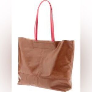 Banana Republic X Milly Collection Brown Leather Market Tote Shoulder Bag Purse